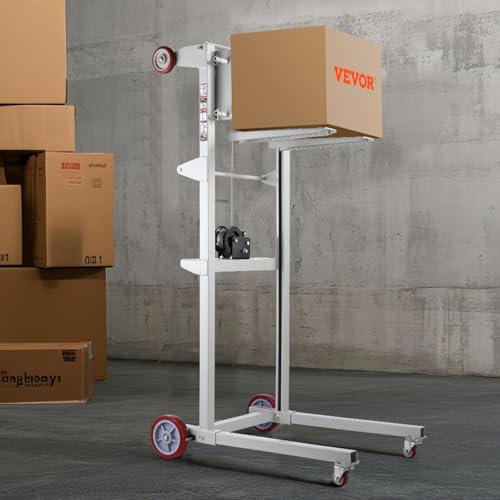 VEVOR Hochhubwagen, Palettenwagen-Transportwagen mit 248 kg Tragkraft, 180 cm maximale Hubhöhe, manueller Stapler mit Winde, multifunktionaler Gabelstapler mit Rädern und Verstellbarer Gabel