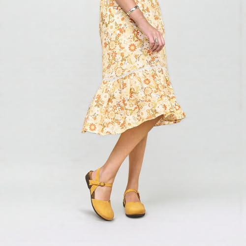 Image of PARTY Closed Toe Sandals Women, Barefoot Arch Support Flat Sandals for Office Work and Travel with Comfortable Cork Footbed