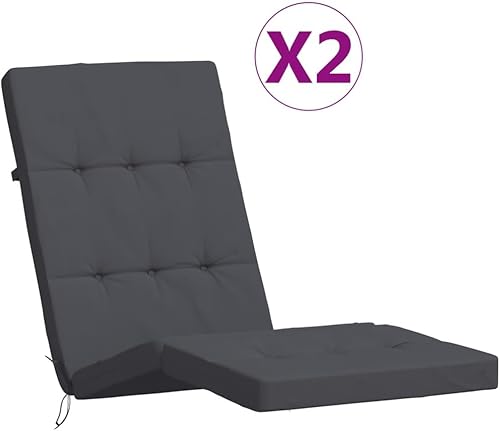 Miniatura 4 de Cojines para sillas de terraza, 2 piezas, tela Oxford antracita, cojines para sillas de comedor, cojines para sillas de patio al aire libre, cojines