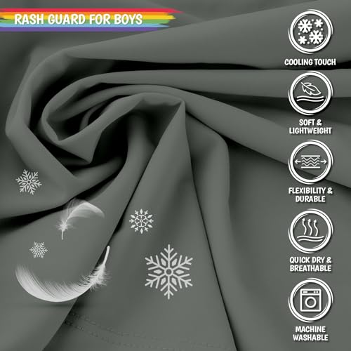 Image of Boy's UPF 50 Rash Guard Swim Shirts Short Sleeve Sun Protection SPF Fishing Surfing Water Beach Shirts Quick Dry