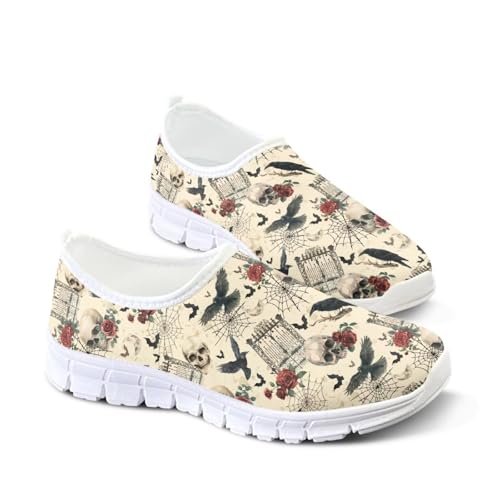 Image of Floral Sneakers for Women Colorful Art Shoes for Women Slip On Casual Work Shoes