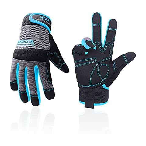 Utility Safety Work Gloves for Men & Women, UltraLight Mechanic Driver Gardening Gloves with Touchscreen (XL, Blue) Cover