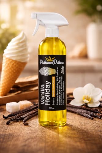 Image of Water-Based Car Air Freshener Spray | Luxury Automotive Deodorizer | Mold-Resistant Formula | Eliminates Odors and Refreshes Vehicle Interior | 17 fl oz | Vanilla Holiday