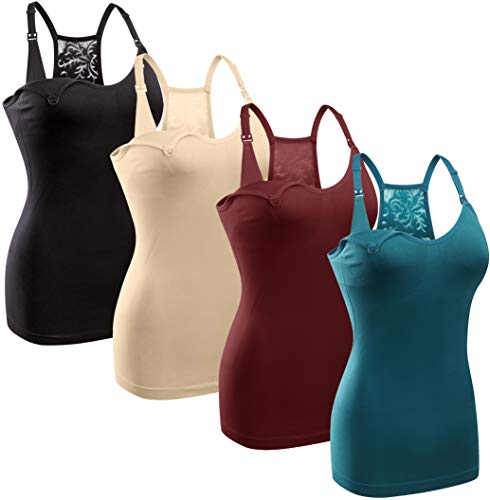 Gxxge GXE-646-BBRB-XL 4Pack Women'S Nursing Tank Top Cami Nursing Maternity Bra Breastfeeding Shirts cover