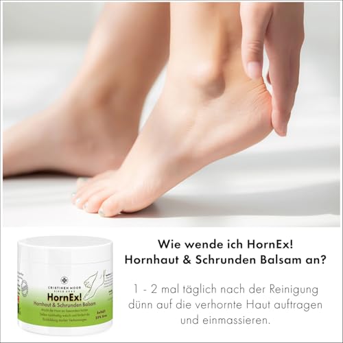 CristinenMoor HornEx! Hornhaut & Schrunden Balsam mit 25% Urea | 200ml | Fußcreme | entfernt zuverlässig überschüssige Hornhaut | normalisiert rissige, sehr trockene Fersen