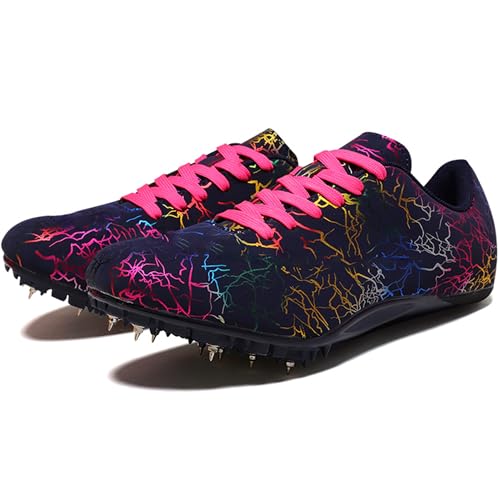 DKHHN Men's Spikes Track and Field Shoes Outdoor Sprint Racing Running Jumping Training Cleats Black...