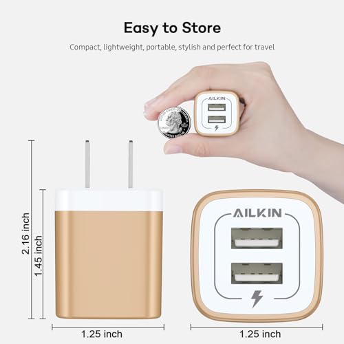 Image of USB Wall Charger, Charger Block, 2.1A Multiport Fast Charge Power Brick | USB Cube Plug Box Base Adapter for Apple, iPhone, Cell Phone Smart Devices