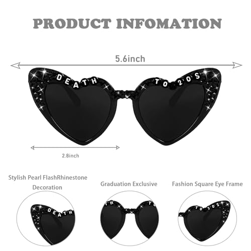 Death to 20s Birthday Glasses Black 30th Birthday Sunglasses Rip 20s Birthday Decorations for Girls Women Youth 30th Birthday Decorations2