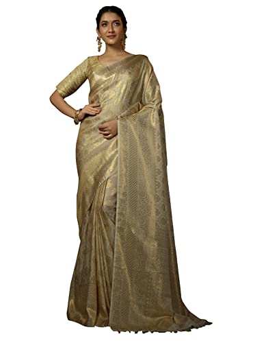 Vardha Women's Kanchipuram Art Silk Saree with Unstitched Blouse ...