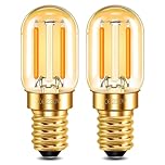 SCNNC T22 E14 LED Light Bulb 1W Warm White 2200K, Amber Glass Mini Tubular E14 LED Filament Vintage Light Bulb, 10W Equivalent, Tube SES LED Night Light Bulb for Fridge Salt Lamp, Pack of 2