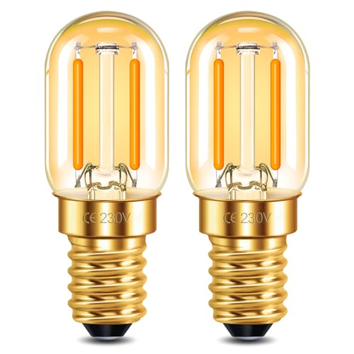 SCNNC T22 E14 LED Light Bulb 1W Warm White 2200K, Amber Glass Mini Tubular E14 LED Filament Vintage Light Bulb