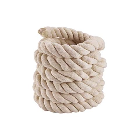 Faxco 10ft Natural Twisted Cotton Rope Strong Triple-Strand Rope for Sports, Crafts, Indoor Outdoor Use Tug of War Rope Cover