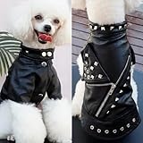 Schwarze Lederjacke Für Hunde, Herbst Und Winter, Warme Hundejacke, Kleidung, Französische Bulldogge, Labrador, Chihuahua, Mopsjacke, Outdoor, Winddicht, Wasserdicht, Haustierjacke, Kleidung