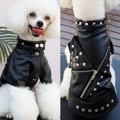 Schwarze Lederjacke Für Hunde, Herbst Und Winter, Warme Hundejacke, Kleidung, Französische Bulldogge, Labrador, Chihuahua, Mopsjacke, Outdoor, Winddicht, Wasserdicht, Haustierjacke, Kleidung