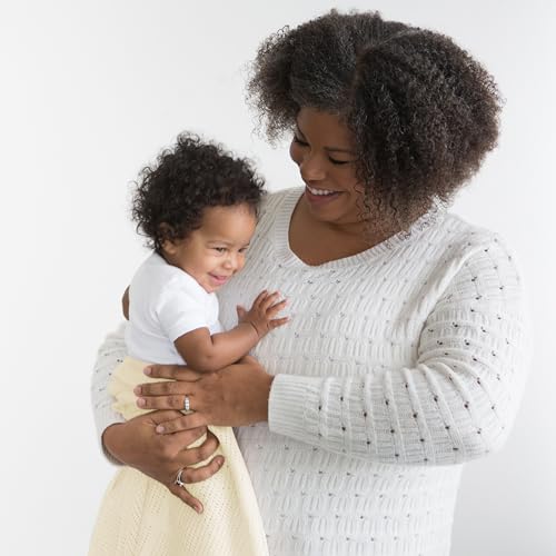 Image of Amazing Baby Cellular Blanket, Premium Cotton, Ultra Soft, Breathable, Cozy Gift for Baby Boys and Girls, Favorite Toddler Blanket, 44 x 44 inches (112 x 112 cm), Soft Yellow