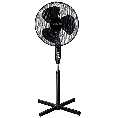 Netagon 16' Electric Oscillating Floor Standing Pedestal Air Cooling Fan (Black)