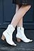 BEAST FASHION Western Metal Toe Ankle Boots Cowboy Boots for Women Cowgirl Boots Pointed Toe Side Zipper Boots Chunky Heel Boots, White, 8