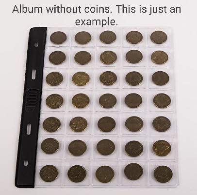 SCHULZ Münzalbum mit 10 Blättern | 20 Taschen pro Seite (34x34mm) | Säurefreie Hüllen | Mittelgroße Münzen