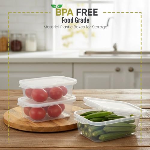 Image of Set of 3 Meal Prep Food Storage Containers 1200ml Each | Airtight Leakproof Stackable BPA Free Plastic Fridge & Freezer Organizer Boxes for Kitchen Storage White