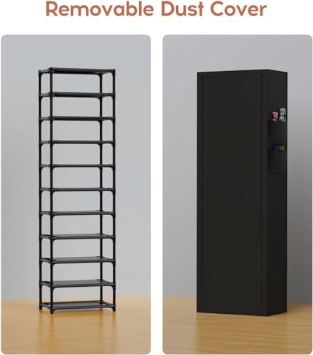 Miniatura 6 de Vicye Zapatero Alto Estrecho 11 Niveles Con Cubierta Antipolvo - Organizador Para 20-22 Pares De Zapatos, Zapatero Tela Adecuado Para Tacones Altos, Zapatillas, Para Pasillos Y Dormitorios