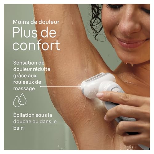Braun Silk-épil 9 Épilateur Femme Épilateur Électrique Femme avec Tête Flexible pour une Épilation Simple, Wet & Dry, Peau Lisse Longue avec Tête pour Rasoir Femme et Capuchon Tondeuse