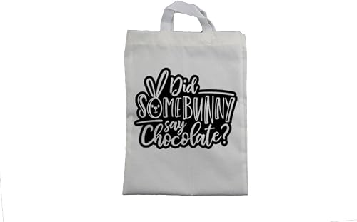 Kids Did Some Bunny Say Chocolate Cotton White Easter Bag BUYESB0079