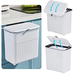 Papelera Puerta Caravana KWANITHINK Cubo de Basura con Tapa, Papelera Cocina 9L, Para Colgar en la Pared, Plástico, resistente a los olores, para colgar en la pared, para caravana, armario de cocina