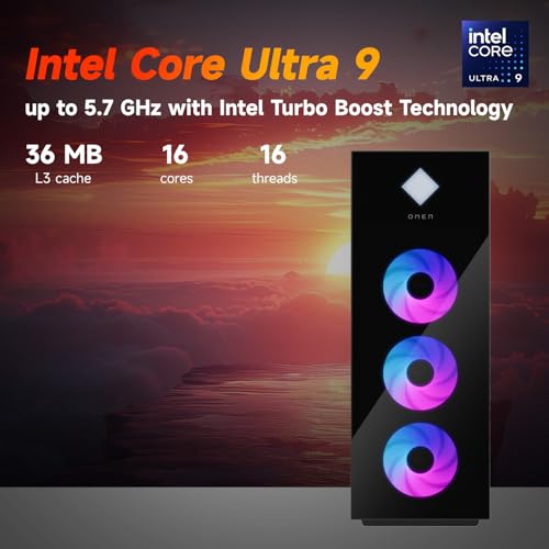 Image of HP OMEN 45L Gaming 5090 Desktop PC, Intel Core Ultra 9 285K, GeForce RTX 5090, 32GB DDR5, 1TB SSD, Support 4-Display 4K, Light Studio, HDMI, DP, Wi-Fi 6E, Windows 11 Pro, AI-Ready Workstation Desktop