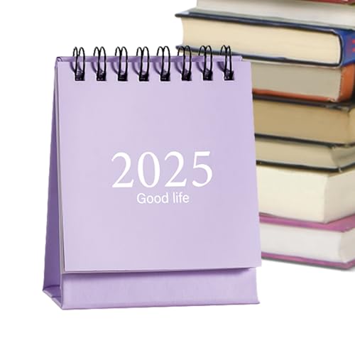 スパイラルスタンディングカレンダー - 360度ページめくりスモールデスクカレンダー、反転、教室用、両面小型デスクスタンド、ポータブル。