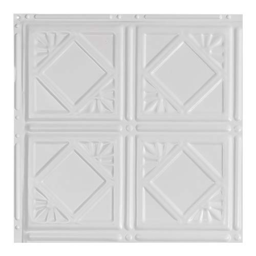 Great Lakes Tin Ludington Matte White Ceiling Tiles - Perfect for DIY and Home Renovation Projects - Easy to Install (12X12 Inch Sample)