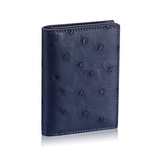 Image of HISCOW Full Grain Leather Business Card Holder Case | Minimalist EDC wallet, gusset holds 25 cards, ID window, fits folded bills, bifold profile, premium gifts for men & women