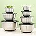 JoyJolt Stainless Steel Mixing Bowls with Airtight Lids, 7 Piece Nesting Bowls Set for Kitchen with Measurement Marks, Non-Slip Bottoms, Cooking, Baking, Prepping, Storage, 7/5/4/3/1.5/1/.75QT, Black