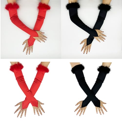 Long Stained Fingerless Gloves For Women Elegant Elbow Length Gloves For Formal Occasion 1920s Evening Party Armwear2
