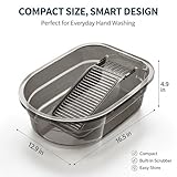 Small Washboard Basin for Hand Washing Clothes, Portable Laundry Tub with Built-in Scrubber, Space-Saving Wash Tub for Home, Travel & Camping (Gray, 16.5 in)