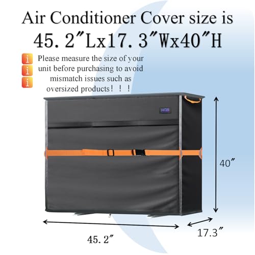 Image of Mini Split Air Conditioner Cover, Fits up to 45 inchLx17 inchWx40 inchH | 600D Waterproof, Vent Hole, Outdoor Rectangular, For Outside Units