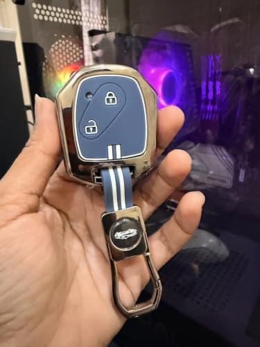 Image of Coll of Fest Premium Metal Blue Silicon Key Cover Compatible with Honda Civic | Jazz | City | Brio | Amaze | WR-V | CR-V (2006-2015) 2 Button Smart Key Glow in the Dark
