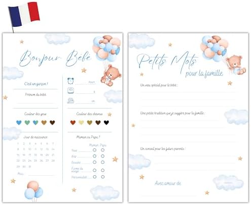 Prédictions Bébé Cartes Pronostics Baby Shower Aliceandberry - Jeu 25 Cartes Design Poudré Cadeau Maternité