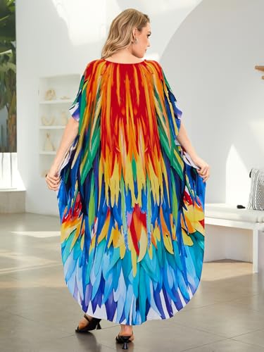 Image of NFVNKJ Women's Plus Size Beach Lounge Kaftan Maxi Dress Swimsuit Coverup for Women