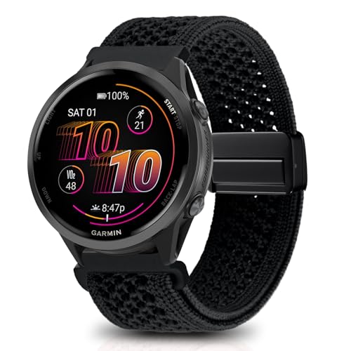 [KeeFos] 22mm �o���h Garmin(�K�[�~��) Venu 4 45mm/Venu 3 45mm/2/Forerunner 570 47mm/265/255/Vivoactive 4/Active�Ή� �����o���h �i�C�����f�� ���C�o�b�N�� �}