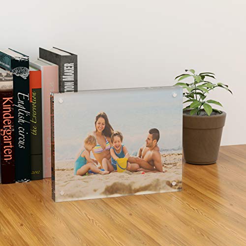 Aitee 8X10 Acrylic Picture Frames 3 Pack, 20% Thicker Block, Clear Picture Frames Freestanding Double Sided Magnetic Acrylic Lucite Frameless Transparent Square Frame Gift For Desktop Display #TOP3