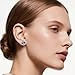 Multicolored Austrian Crystal Rhinestone Stud Earrings for Women Fashion S925 Sterling Silver Hypoallergenic Jewelry (Blue Main Crystal/Rose Gold-tone)