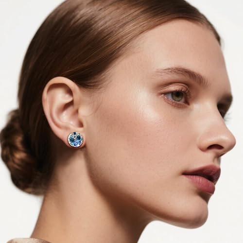Multicolored Austrian Crystal Rhinestone Stud Earrings for Women Fashion S925 Sterling Silver Hypoallergenic Jewelry2