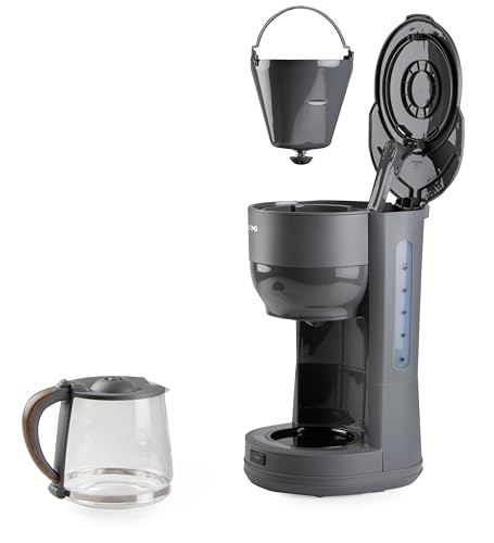 Domo DO754K - Macchina Da Caffè Wood You Serie – 10 Tazze – 1,25 L – Piastra Di Mantenimento Del Calore – Filtro Di Carta Macchina Da Caffè Con Caraffa In Vetro – Grigio Opaco Con Finitura In Legno - 5