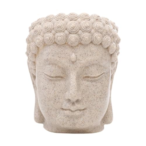 IEUDNS Buddha Head Figurine Flower Pot Plant Container Resin Desktop Ornament Planter for Patio Desk Shelf Indoor Outdoor Home Decor, Style B