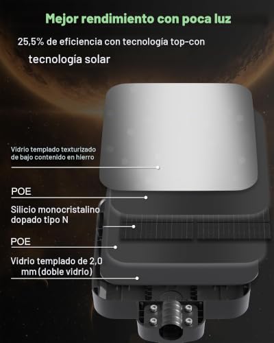 Focos led exterior solares Ofuray de 6500K impermeables IP67 con batería de 18,000 mAh 3