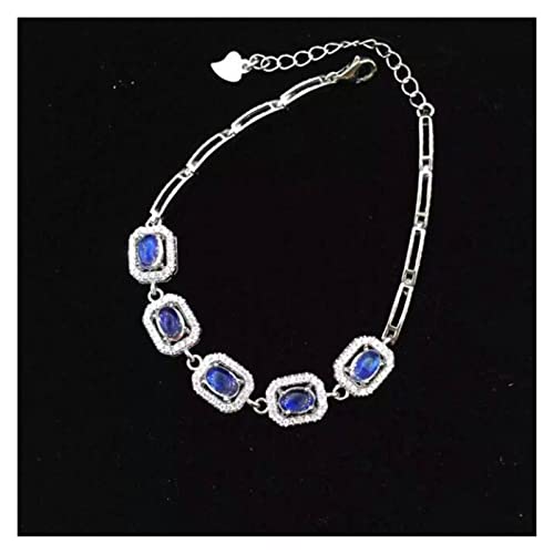 Bague Carrée en Pierre de Lune Bleu Clair et Argent 925 pour Femme
