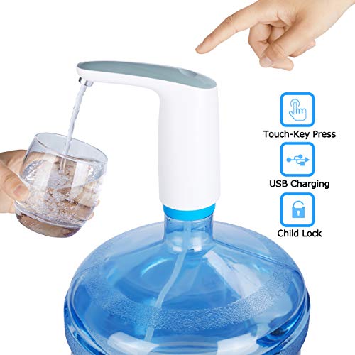 HomTek Gallon Water Pump,Rechargeable Automatic Water Bottle Pump for 2-5 Gallon Bottle,Electric Water Jug Dispenser for Office,Home,Camping
