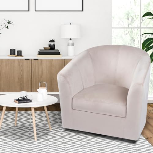 Naomi Home Ariana Swivel Barrel Accent Chair Ivory/Linen