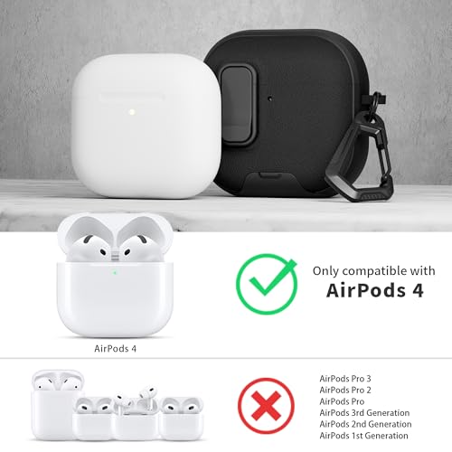 Image of for AirPods 4 Case with Lock,TPU Leather Texture Protective Durability Anti-Lost & Shockproof Protective Cover Accessories with Cleaning Kit in Keychain for Apple iPod 4 Generation (Black)