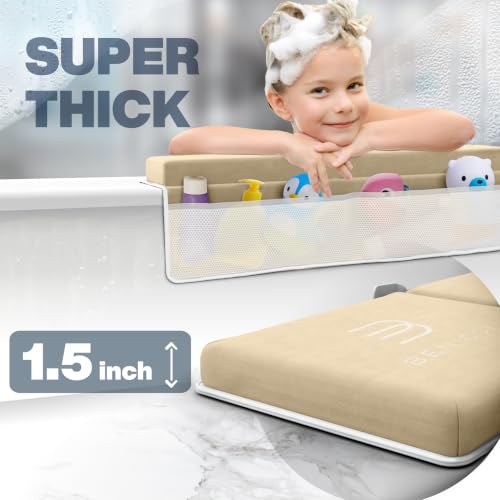 Image of Benicci Comfortable Bath Kneeler and Elbow Kneeling Rest Pad for Baby Bathing Parents - Painless Foam Mat with Toy Organizer Pockets - Quick Drying, Foldable, Non-Slip for Baby and Toddler Bathing